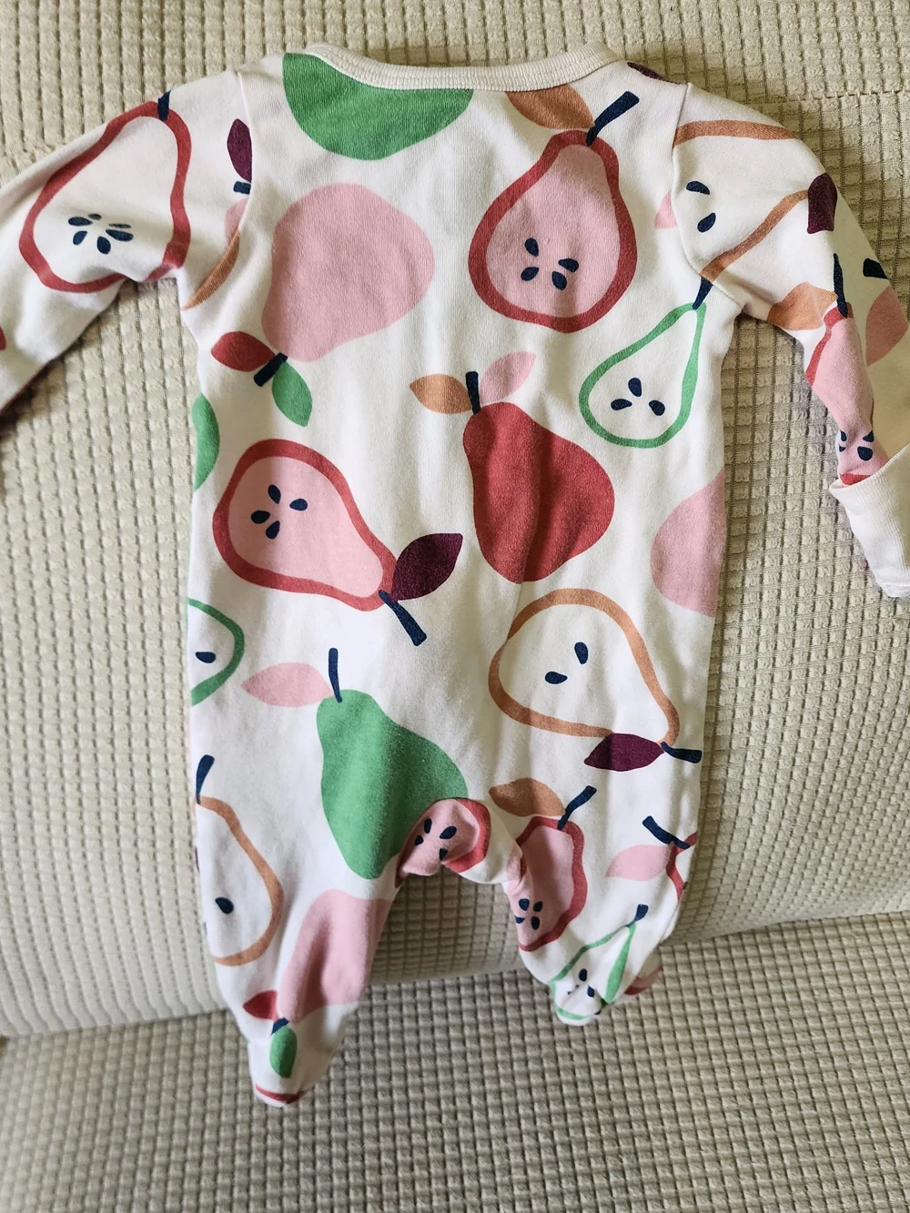Wonder Nation Newborn 100% Cotton Footed One-Piece Pear Pajamas.